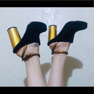 Ostwald Helgason x Aldo Suede Black & Gold Mules
